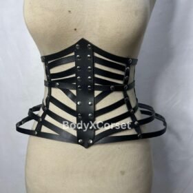 Leather Waist Cincher Corset Belt: Gothic Harness Waist Trainer