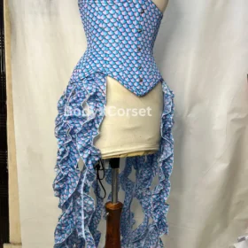 Mermaid Scale Corset: Steel Boned Ruffle Tail Overbust Top Rave Costume Corset