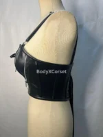 Black Faux Leather Bustier Corset – Gothic Steampunk Top