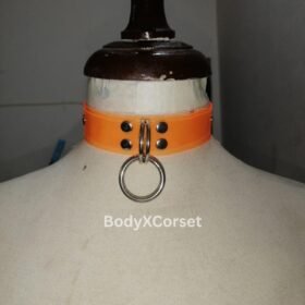 Orange Faux Leather O-Ring Choker: Punk Gothic Vegan Collar