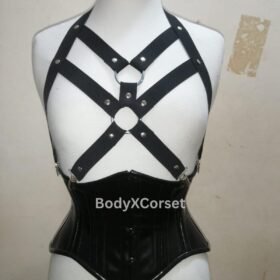 Black PVC Underbust Corset – Gothic Waist Cincher