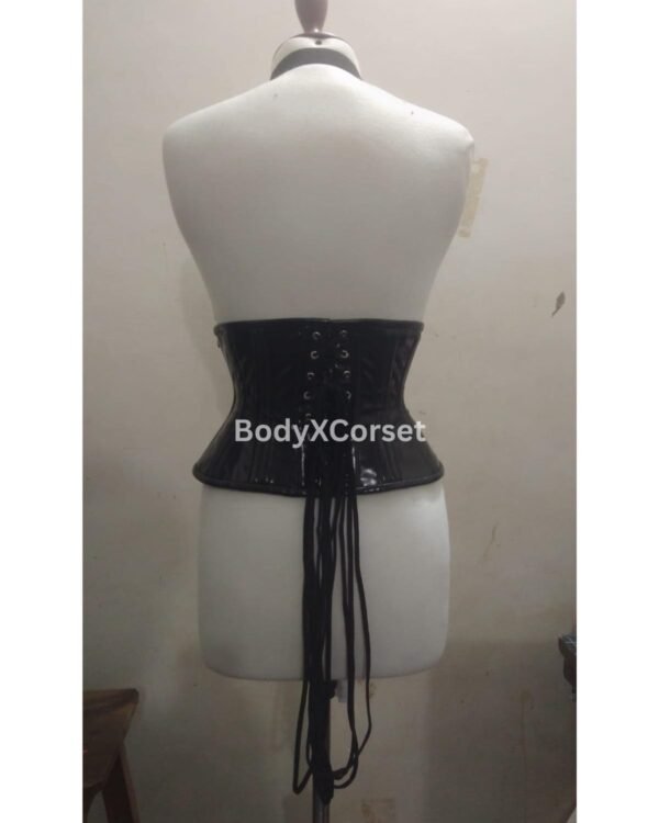 Black PVC Underbust Corset – Gothic Waist Cincher