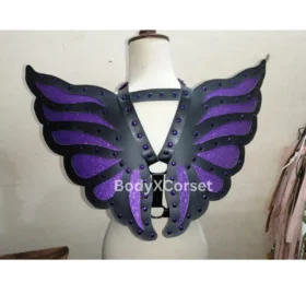 Faux Leather Fairy Wings Harness: Gothic Cosplay Costume Shoulder Armor
