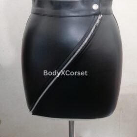 Faux Leather Mini Skirt: High-Waisted Gothic Bodycon with Zipper