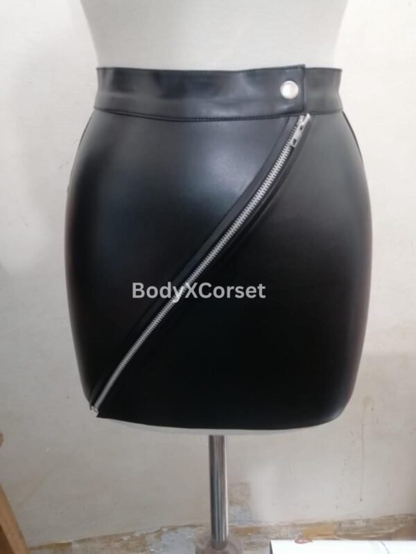 Faux Leather Mini Skirt: High-Waisted Gothic Bodycon with Zipper