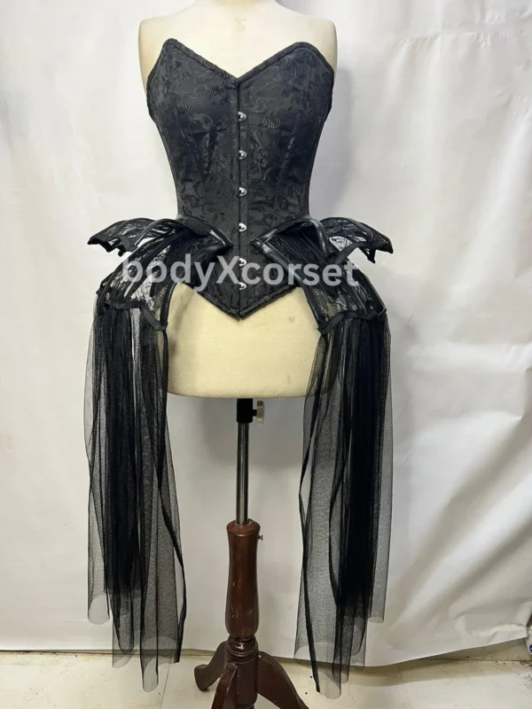 Skull Brocade Gothic Corset: Steel Boned Lace-Up Waist Trainer Halloween Festival Costume Burlesque Dress