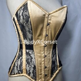Gold Satin Lace Overbust Corset