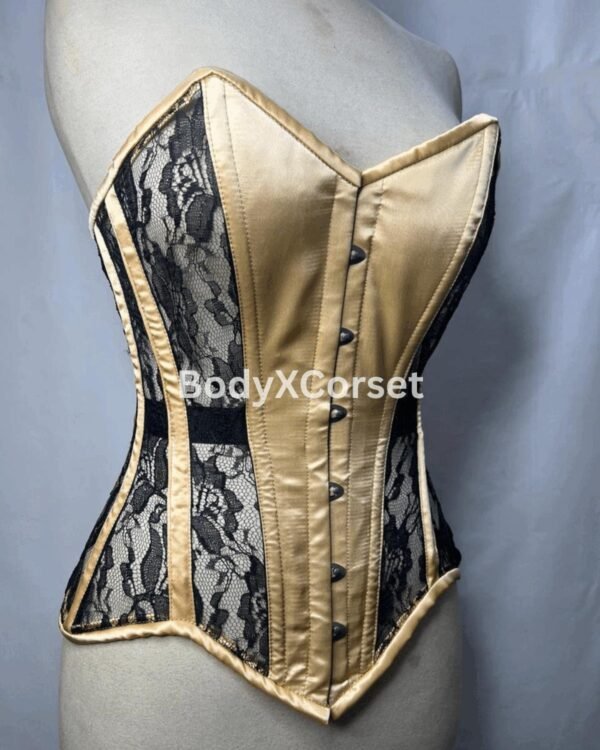 Gold Satin Lace Overbust Corset