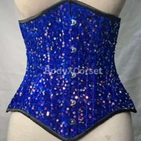 Royal Blue Sequin Corset: Steel Boned Underbust Waist Trainer