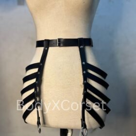 Black Gothic Harness Festival Outfit Cosplay Costume Lingerie Plus Size Garter Belt Cage Gothic Halloween Outfit Burlesque Full Body Harness