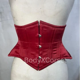 Red Satin Underbust Corset: Heavy Duty Victorian Waist Trainer