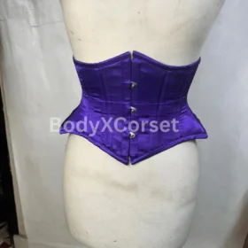 Purple Satin Underbust Corset: Steel Boned Gothic Waist Trainer