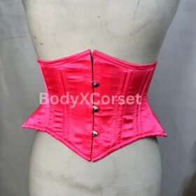 Hot Pink Satin Underbust Corset: Steel Boned Waist Training