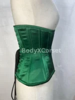 Forest Green Satin Underbust Corset: Steel Boned Victorian Waist Cincher - Image 4