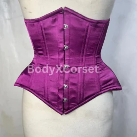 Purple Satin Underbust Corset: Steel Boned Longline Waist Trainer