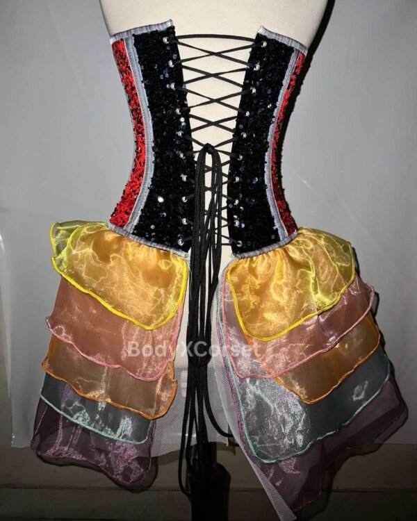 Rainbow Sequin Bustier Dress with Layered Tulle Skirt