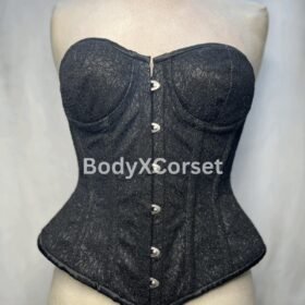 Gothic Black Corset – Lace Overbust Steampunk Waist Cincher