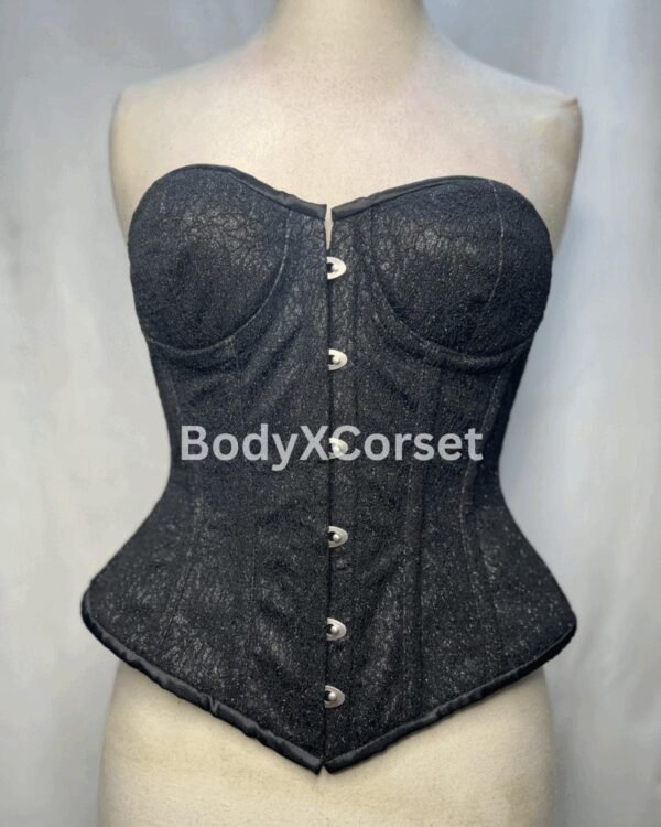 Gothic Black Corset – Lace Overbust Steampunk Waist Cincher