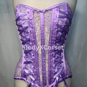 Purple Steel Boned Overbust Corset – Victorian Gothic Lace Bustier