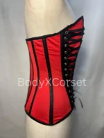 Red Black Steel Boned Overbust Corset Waist Trainer