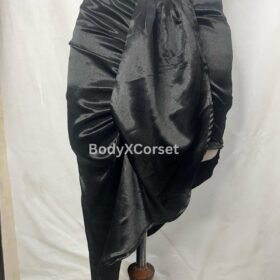 Handmade Black Satin Ruched Skirt: Gothic Burlesque Asymmetrical Wrap