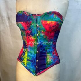 Rainbow Tie-Dye Corset Top: Strapless Festival Bustier Rave party Wear Sexy Dress