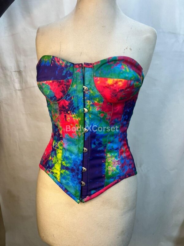 Rainbow Tie-Dye Corset Top: Strapless Festival Bustier Rave party Wear Sexy Dress
