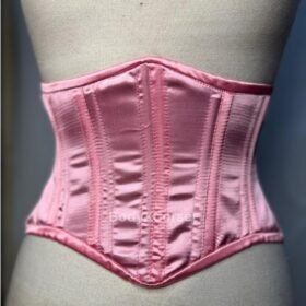 Pink Satin Underbust Corset: Steel Boned Vintage Waist Trainer
