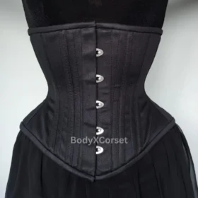 Black Satin Underbust Corset Waist Trainer Corset for Women Steel Boned Gothic Corset | Vintage Waist Hourglass Corset Body Shaper Lingerie
