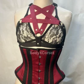 Gothic Pentagram Lace Bra & Corset Set: Burlesque Lingerie, Alt Fashion