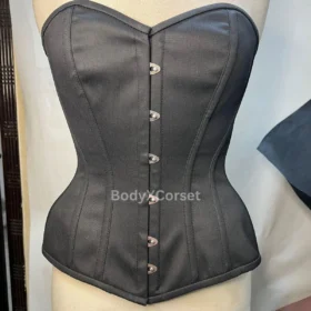 Black Satin Overbust Corset – Steel Boned Waist Trainer