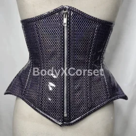 Holographic PVC Overbust Corset: Steel Boned Gothic Waist Cincher