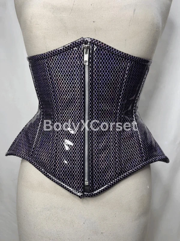 Holographic Underbust Corset: Steel Boned Waist Trainer, Festival Ravewear
