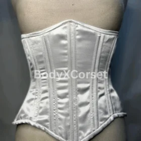 White Satin Longline Corset: Steel Boned Bridal Waist Trainer