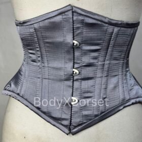 Gray Satin Waspie Corset: Gothic Festival Fashion, Custom Plus Size
