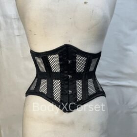 Black Mesh Corset Belt – Steel Boned Waspie Waist Trainer
