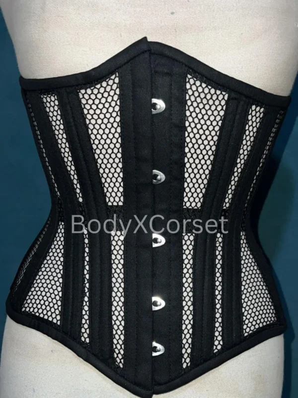 Heavy Duty 24 Steel Boned Black Mesh Underbust Corset Top Victorian Corset Belt Gothic Cupless Custom Corset Best Waist Trainer