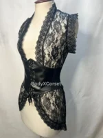 Gothic Faux Leather Corset Shrug Lace Up Waist Cincher