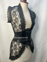 Gothic Faux Leather Corset Shrug Lace Up Waist Cincher