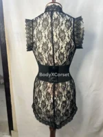 Gothic Faux Leather Corset Shrug Lace Up Waist Cincher