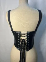Black Faux Leather Bustier Corset – Gothic Steampunk Top