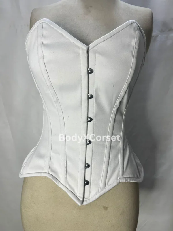 White Steel Boned Overbust Corset: Bridal, Gothic, Renaissance