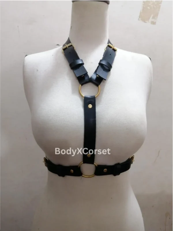 Black PU Leather Body Harness: Gothic Rave Festival Accessory