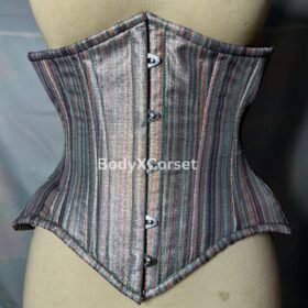 Striped steel boned corset gothic steampunk waist trainer