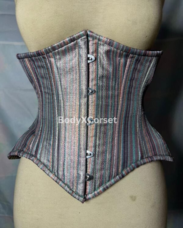 Striped steel boned corset gothic steampunk waist trainer