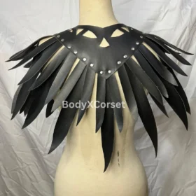 Handmade Gothic Faux Leather Raven Shoulder Armor: Cosplay Pauldron