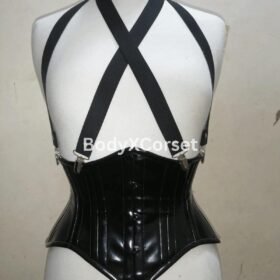 Black PVC Underbust Corset – Gothic Waist Cincher