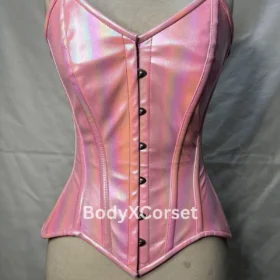 Holographic Steel Boned Corset: PVC Overbust Waist Trainer
