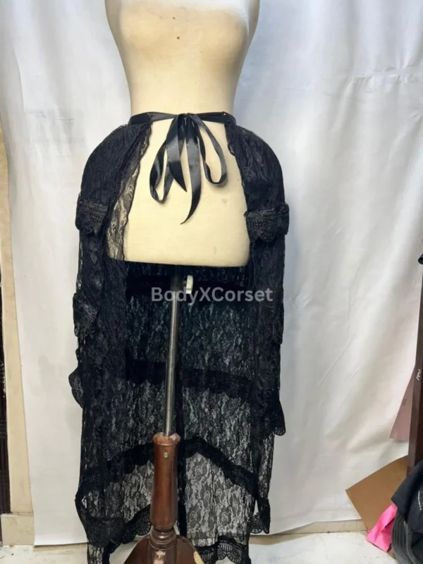 Black Lace Bustle Overskirt: Gothic Victorian Steampunk Cosplay