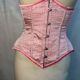 Pink Rhinestone Corset: Steel Boned Burlesque Top, Gothic Glam